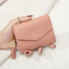 Compact PU Leather Clutch Wallet with Tassel