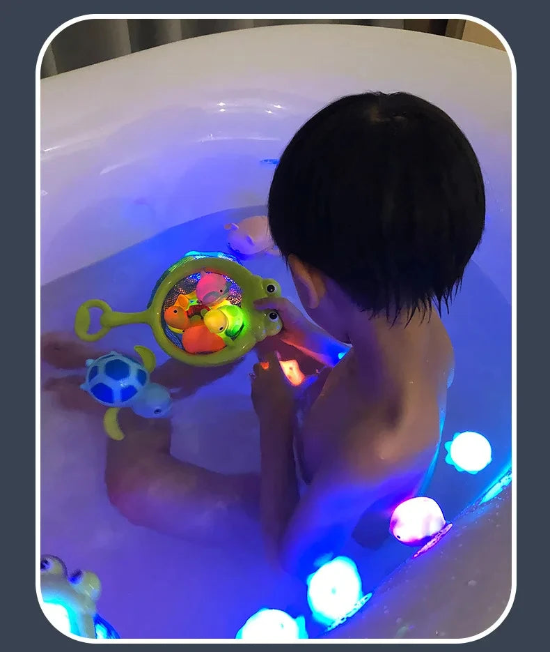 Glow-in-the-Dark Animal Bath Toy Set with Floating Net