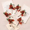 Burnt Orange Silk Boutonniere Set for Wedding Groom and Groomsmen