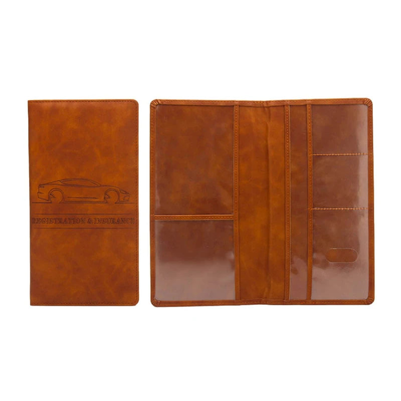 Premium PU Leather Car Document Organizer with Card Slots