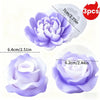 Trois moules en silicone violets pour cire de bougie, mesurant 7cm/2.75in et 6,4cm/2.51in.
