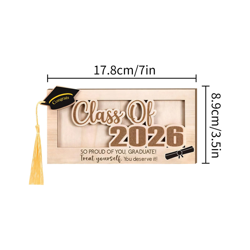 Wooden Graduation Cap Money Box – Class of 2026 Keepsake