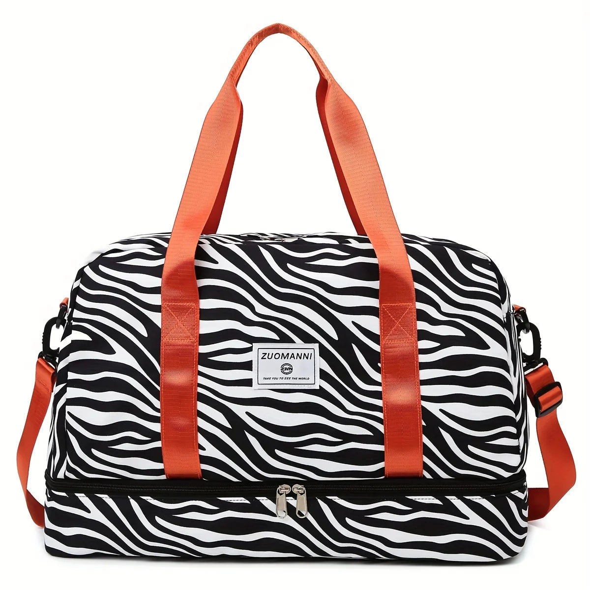Animal Print Travel Duffle Bag with Shoe Compartment