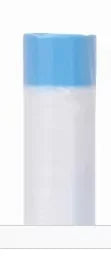 A white plastic container with a light blue cap and a translucent white substance inside.