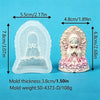 A pair of silicone molds for crafting featuring a praying girl design in translucent and pink colors.