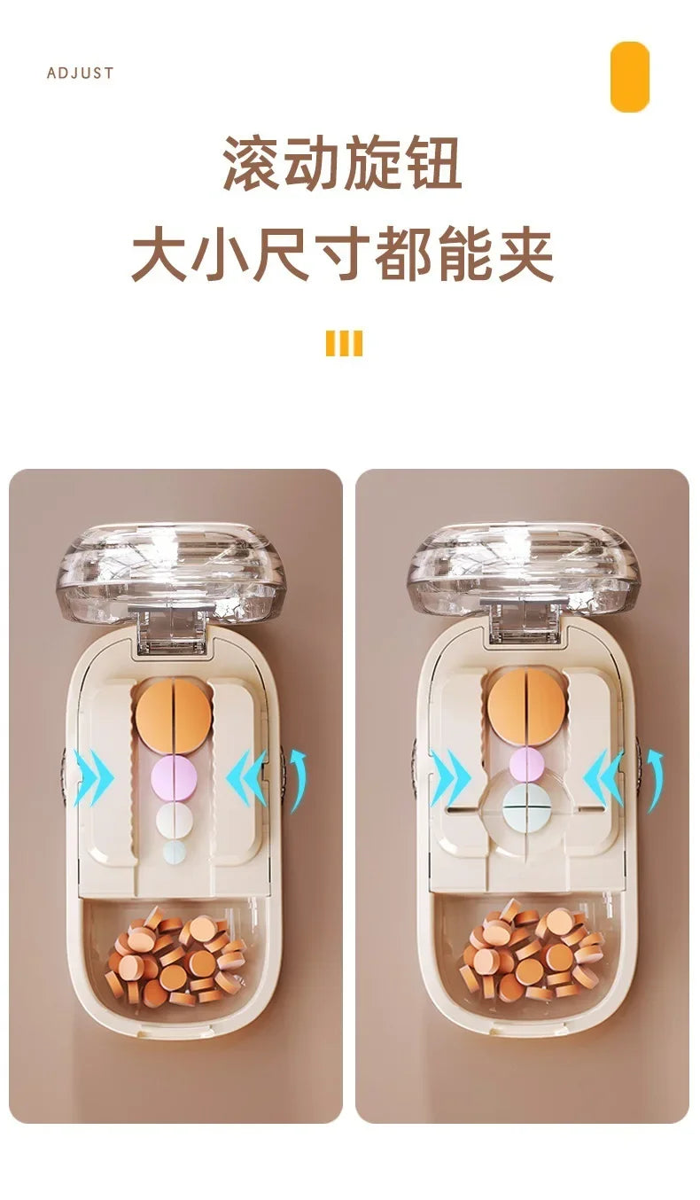 Portable Pill Cutter and Storage Box with Dustproof Lid
