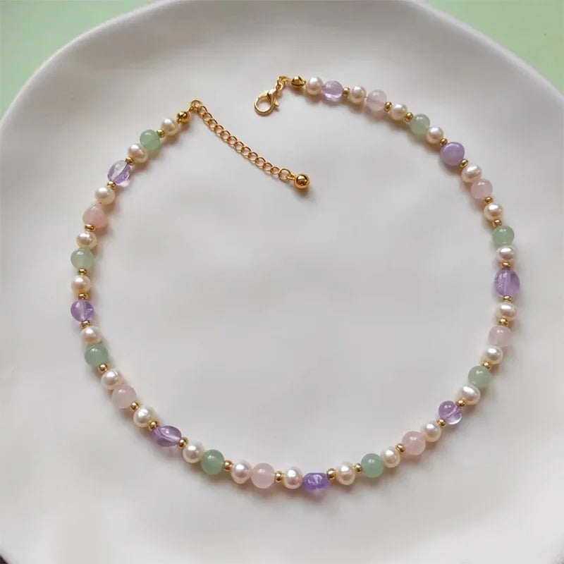 Dainty Gemstone Beaded Choker Necklace