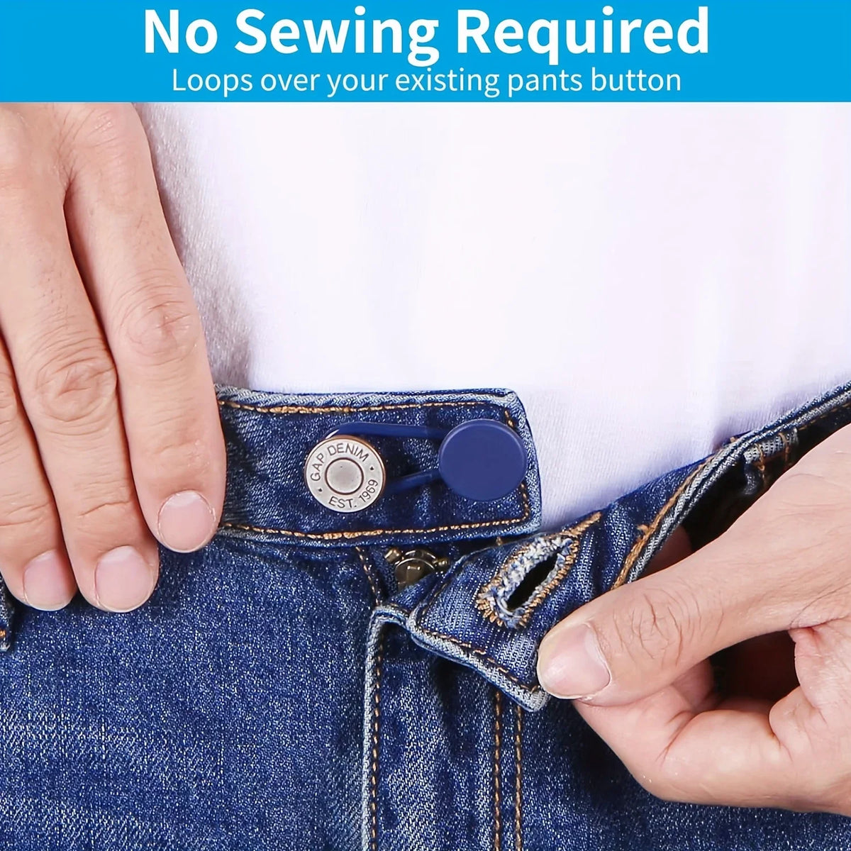 No-Sew Jeans Waist Extender Buttons (4-Pack)