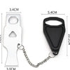 Verrou de porte à double trou en acier inoxydable blanc avec boucle et chaîne noires.