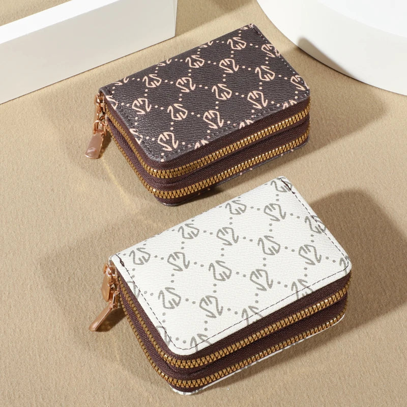 Vintage Zippered Card Holder Wallet with Coin Pocket