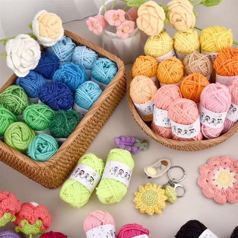12-Color Soft Acrylic Yarn Set for Knitting & Crochet
