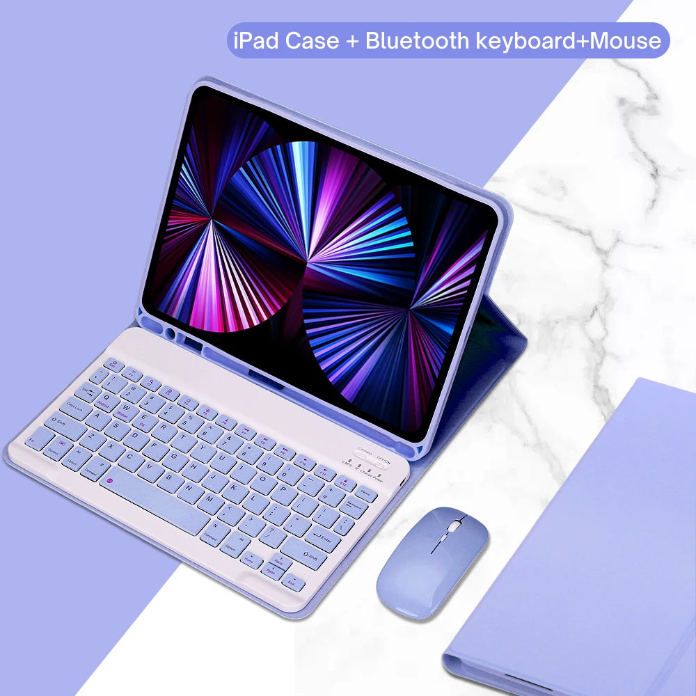 iPad Keyboard Case with Detachable Bluetooth Keyboard and Mouse
