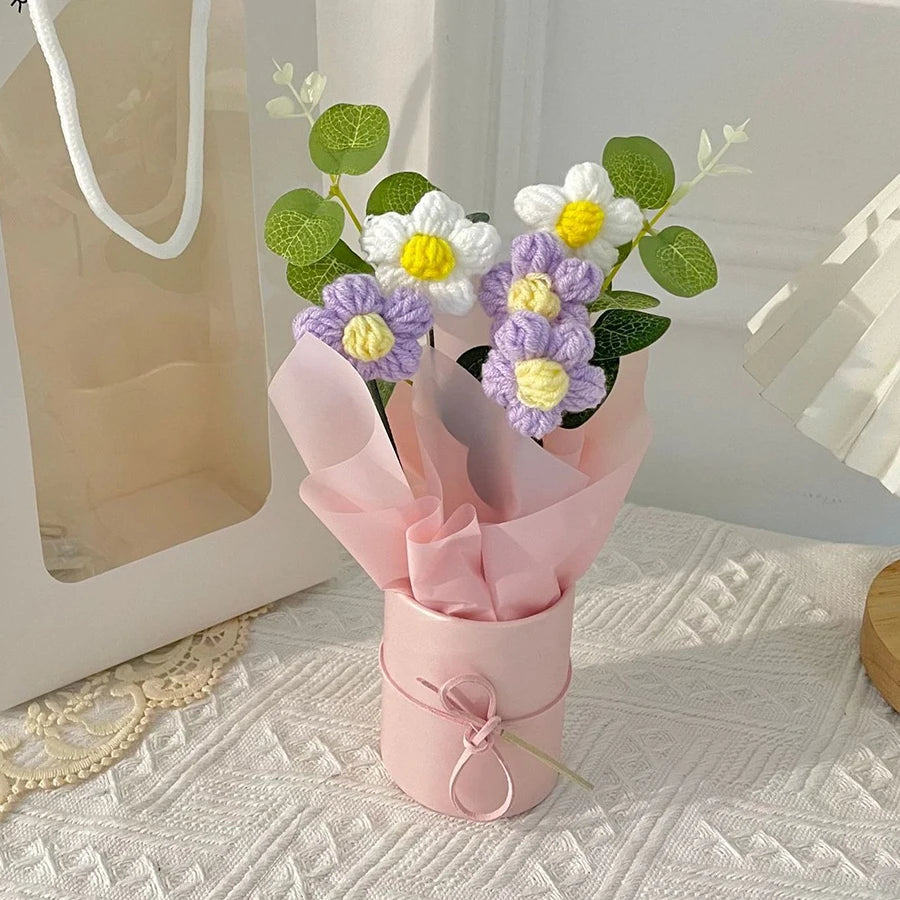 Handcrafted Yarn Flower Bouquet with Vase – Everlasting Home Décor