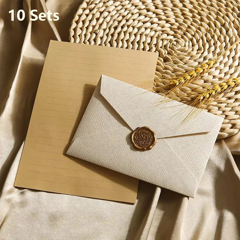 Premium Linen Stationery Set with Wax Seal Kit