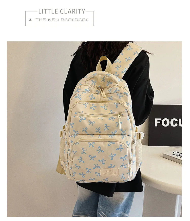 Korean Fashion Bow Print Backpack
