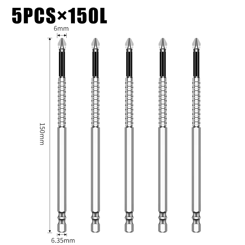 Magnetic Cross Head Screwdriver Bit Set (S2 Steel, Anti-Slip)