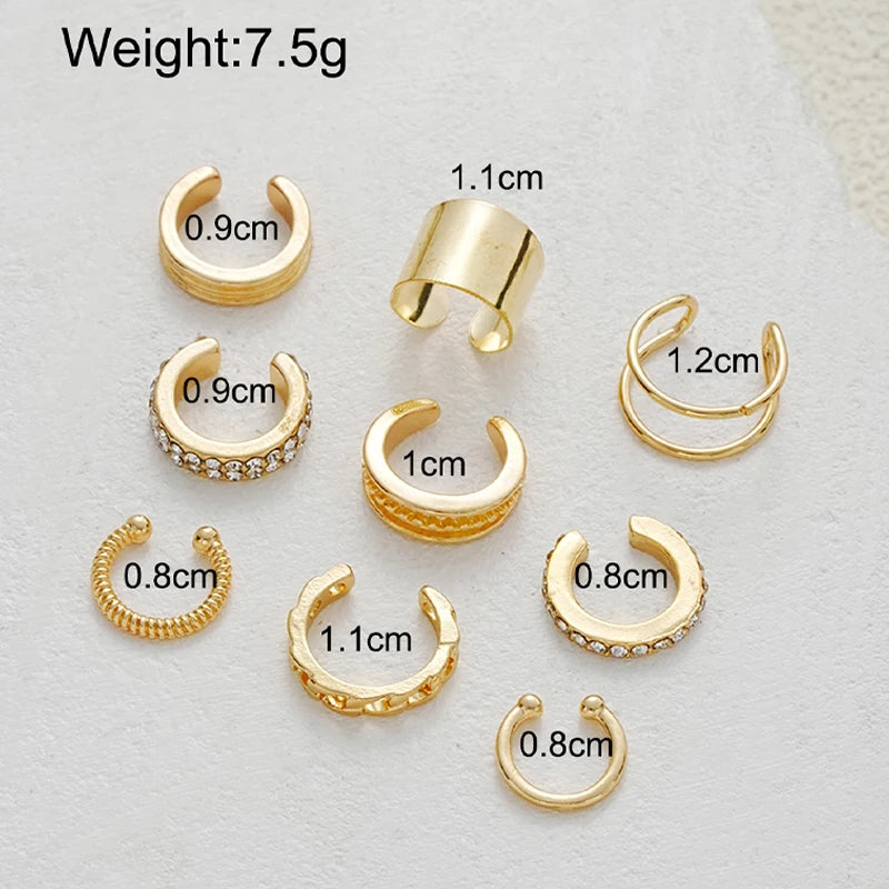 Minimalist Vintage C-Shaped Clip-On Earrings Set