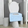 A set of disposable toilet seat covers in pink and blue for travel and everyday use.
