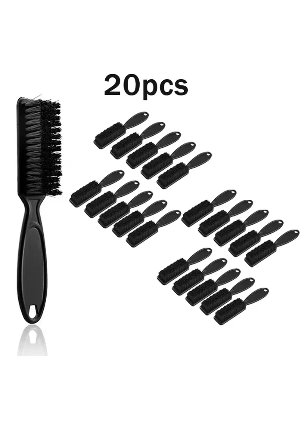 A set of 20 black grooming brushes, including a large brush and multiple smaller beard and hair grooming brushes.