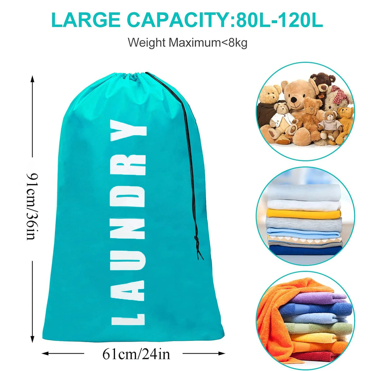 Reusable Travel Laundry Bags with Drawstring (2-Pack)