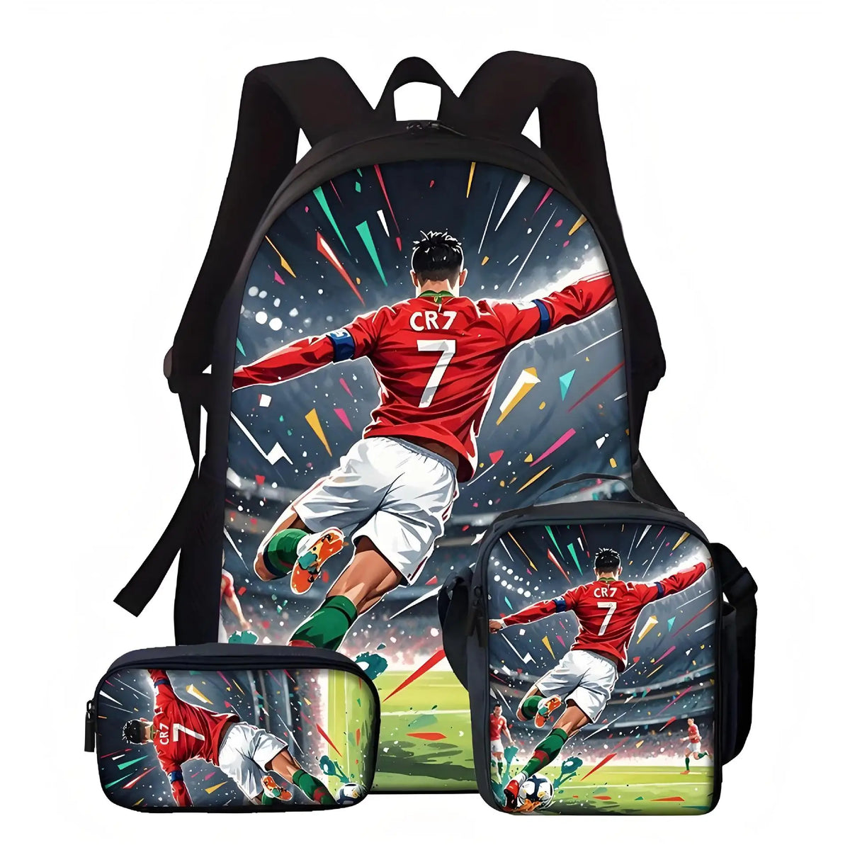 Soccer Star Backpack Set for Kids with Lunch Bag & Pencil Case