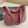 Women's Corduroy Shoulder Bag with Zipper Closure