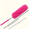 Pink electrostatic telescopic dust duster with a flexible stainless steel handle