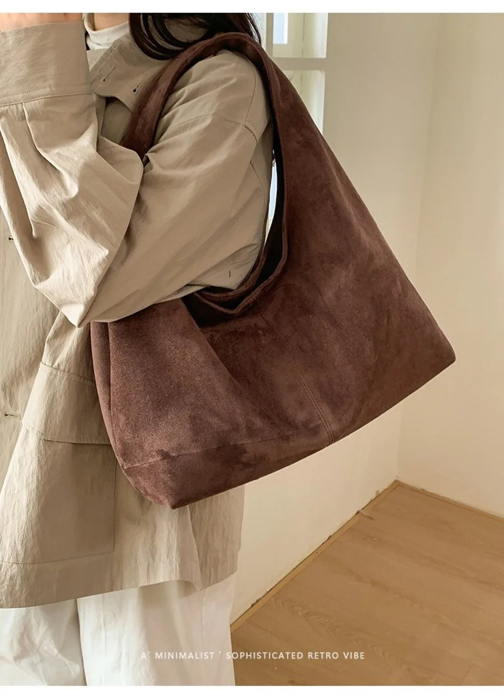 Retro Suede Shoulder Bag with Large Capacity