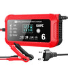 Red 12V intelligent pulse repair charger with LCD display and clamp for car or truck battery repair