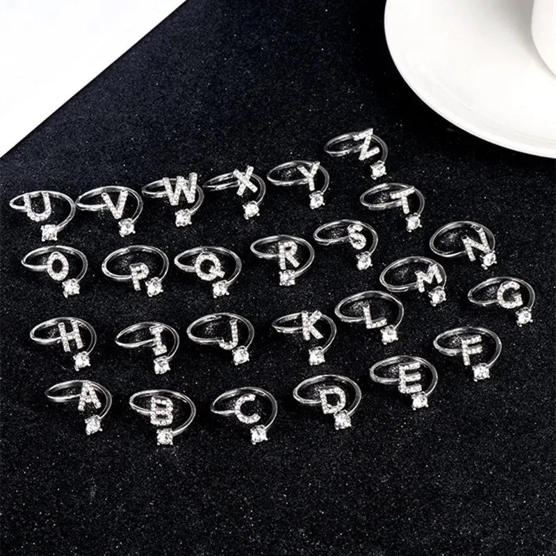 Initial Letter Ring with Zircon Accent