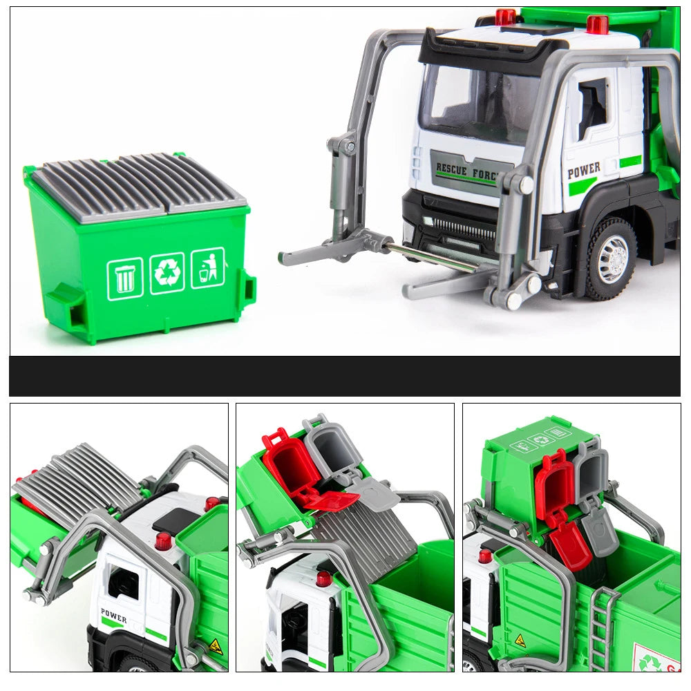 Diecast Garbage Collection Truck Model with Sound and Light