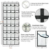 Over-the-door mesh shoe organizer with hanging pockets featuring durable hooks and large pockets for shoes