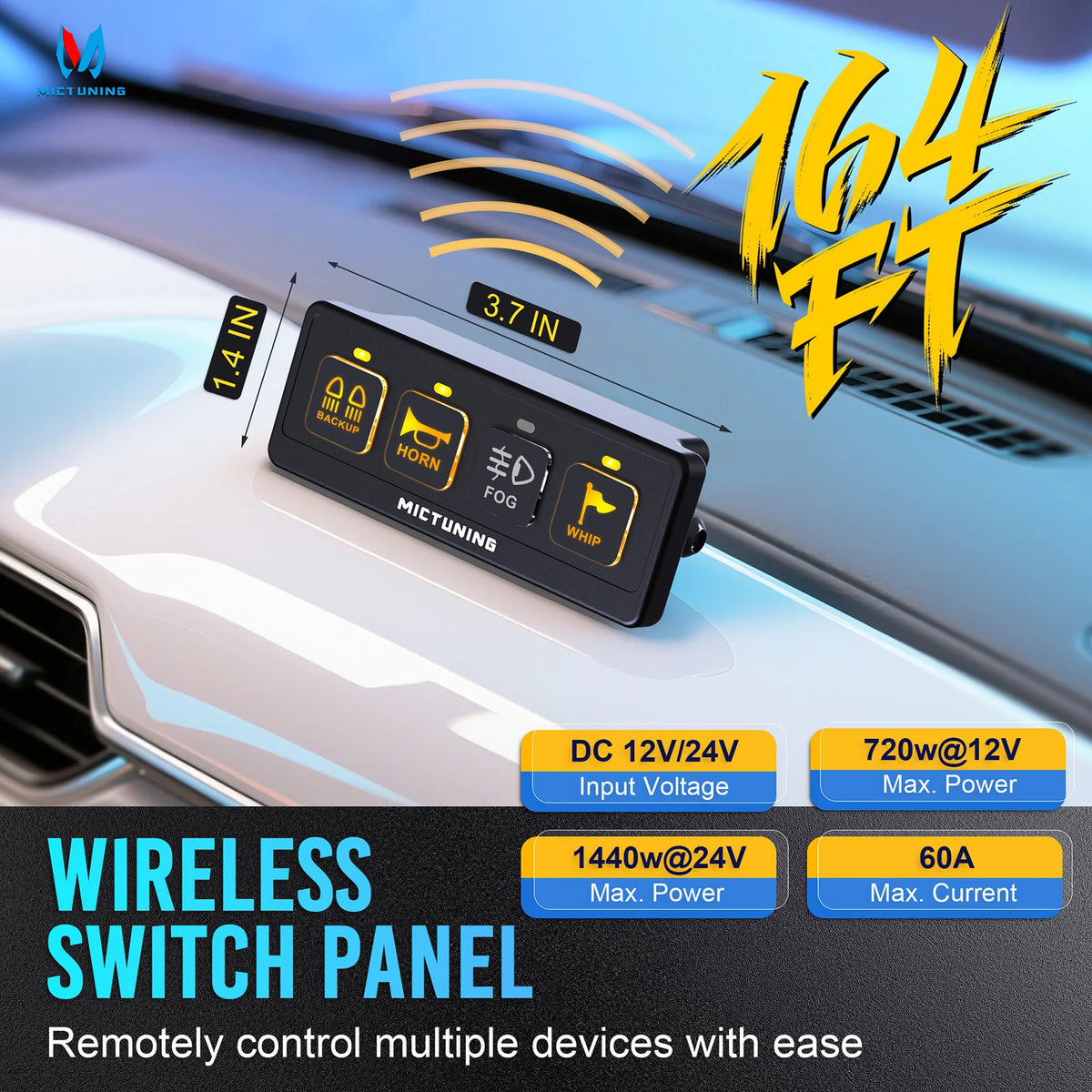 Wireless 4-Gang Switch Panel for 12V/24V Vehicles
