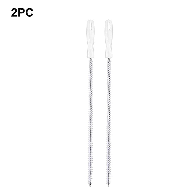A set of two drain clog remover and hair catcher cleaning tools.