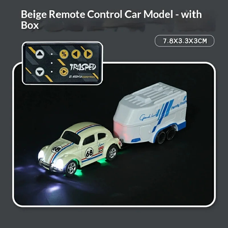 Voiture RC Mini Coccinelle Rétro avec Remorque