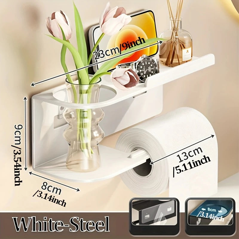 Porte-rouleau de papier toilette mural moderne avec étagère de rangement