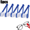 Five blue microfiber tools for cleaning eyeglasses