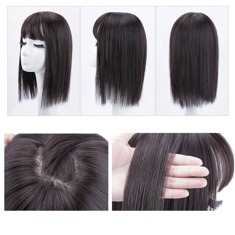 16-Inch Straight Hair Topper with Bangs