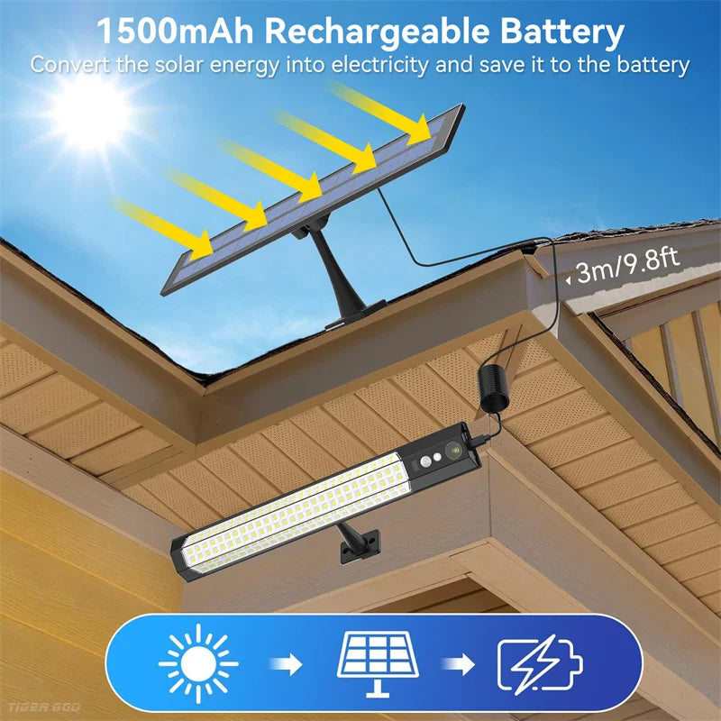 Solar Motion Sensor Security Flood Light with Remote