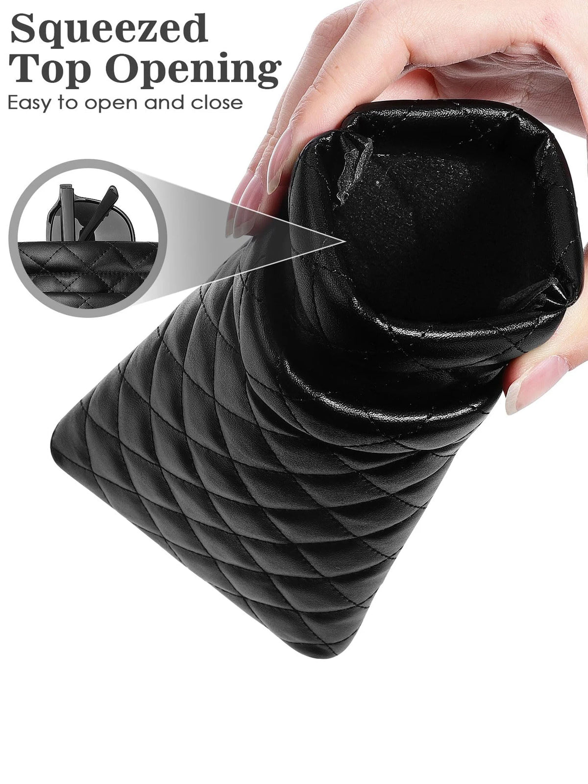 Double-Layer PU Leather Glasses Case with Soft Lining