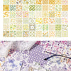 A collection of vintage floral scrapbook paper sheets featuring various patterns and colors for journaling and crafts.