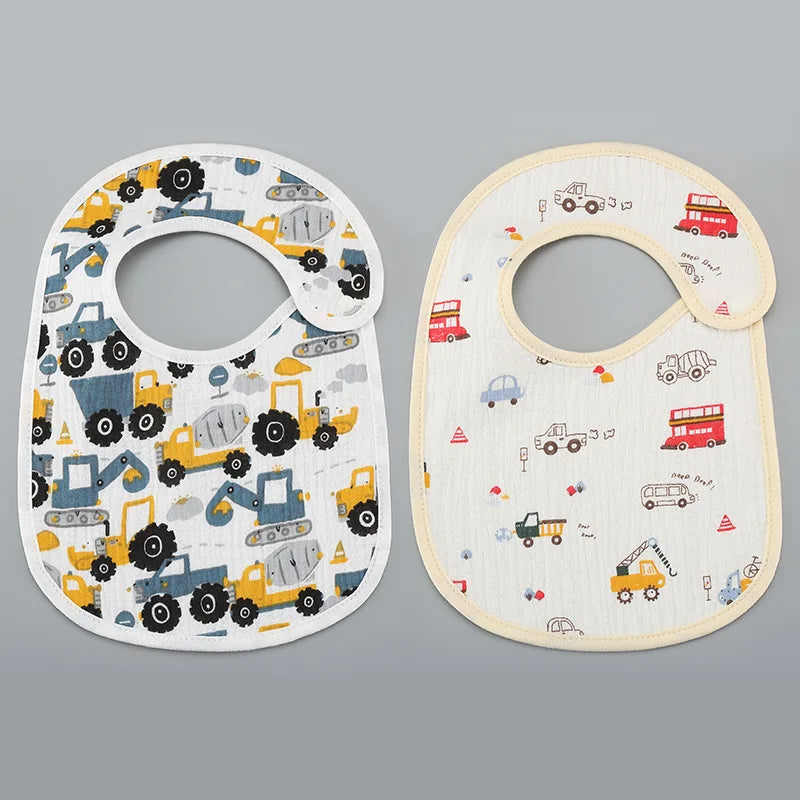 Soft Cotton Baby Bibs with Waterproof Backing – Set of 2
