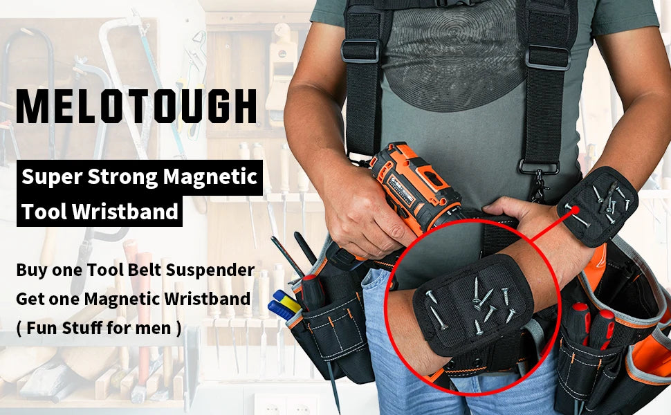 Heavy-Duty Padded Tool Belt Suspenders with Detachable Phone Holder
