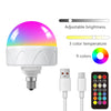 White smart LED bulb with adjustable brightness and 3 color temperature options shown next to a remote control.
