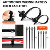 Automotive wiring harness fixed cable ties and push retainers for trim, bumper, and door panels