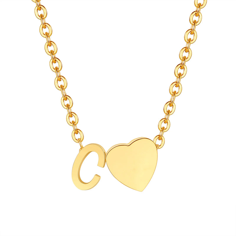 Dainty Heart Initial Necklace