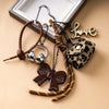 Handwoven Leather Rope Keychain with Letter Charm