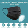 Black comfortable and breathable mask shown with a cloud of vapor, highlighting dense air holes, adjustable nose bridge, qual