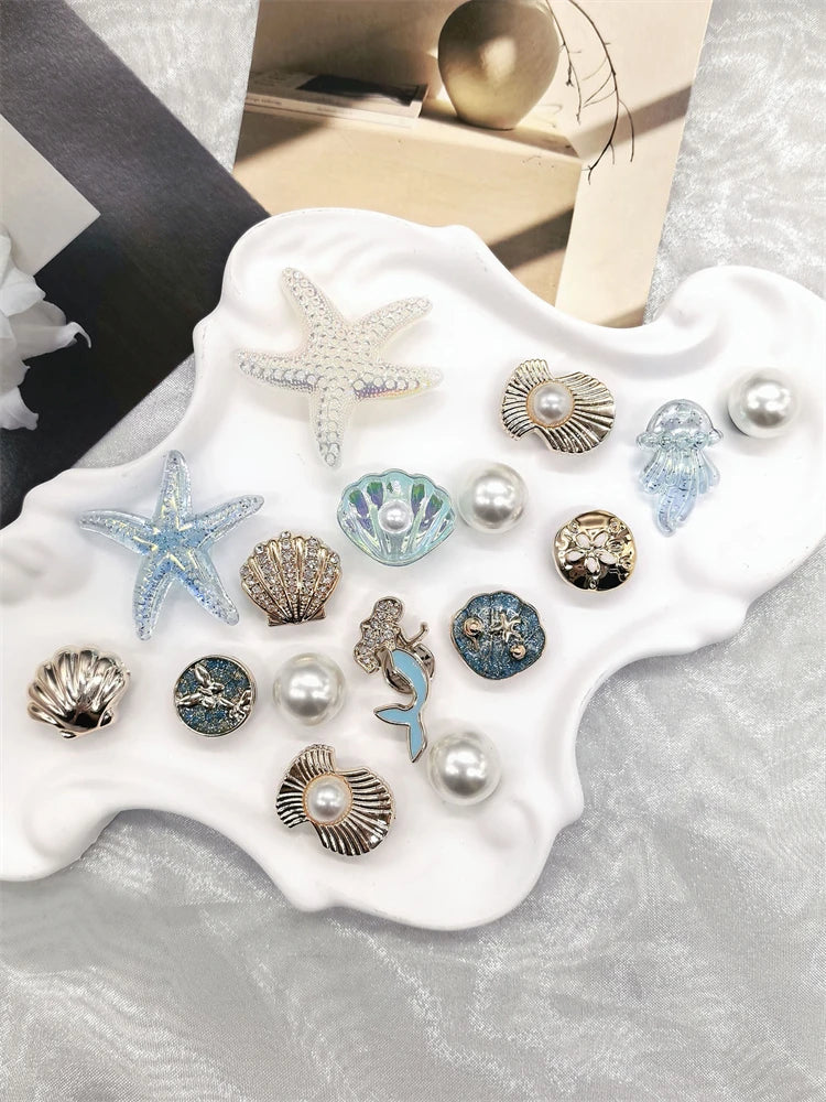 Beach-Themed Shoe Charms Set - 16 Pieces