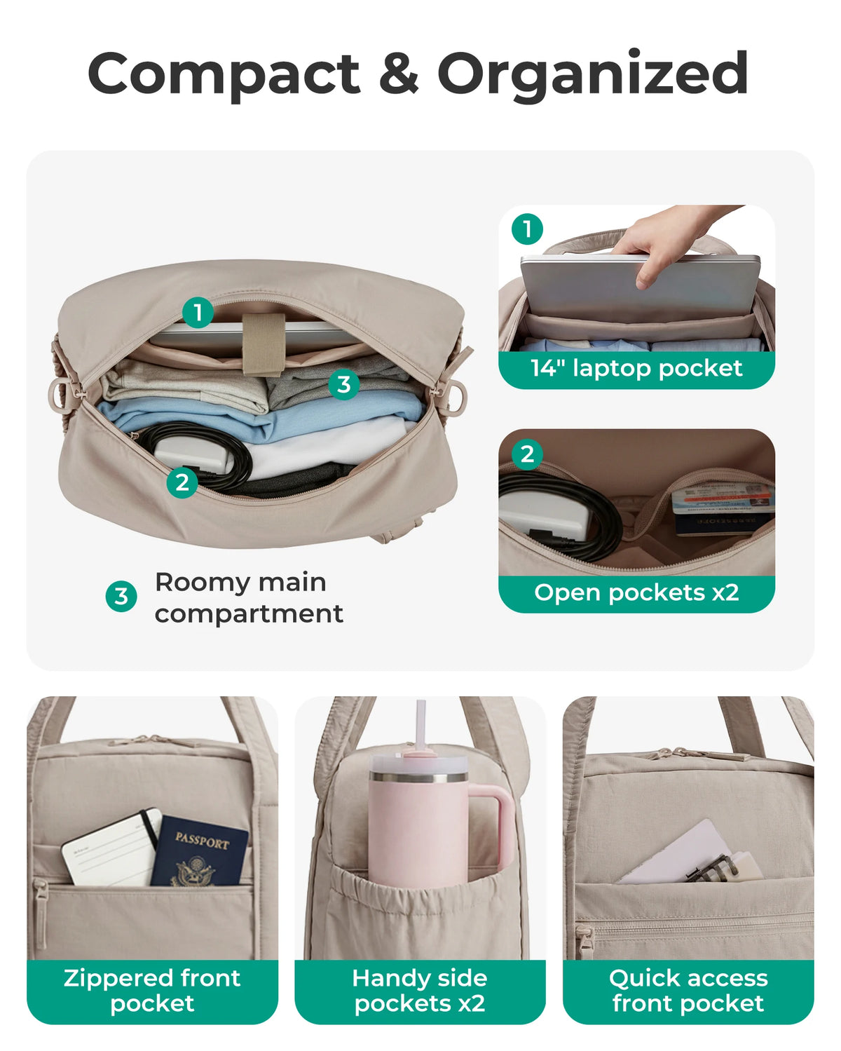Expandable Travel Duffle Bag with TSA Toiletry Kit